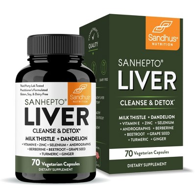 Sandhu's Liver Renew Cleanse Detox, Repair & Support, 70 Capsules, Herbal Supplement for Liver Health, Milk Thistle Dandelion Root with 9 Minerals