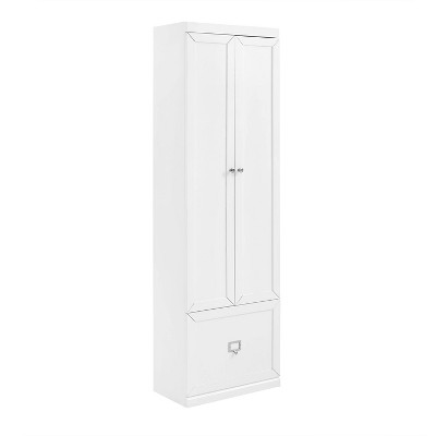 Crosley Harper Convertible Closet White : Freestanding MDF Storage, Entryway Organizer with Hooks & Drawer