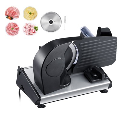 VEVOR Meat Slicer, 7.5 inch Electric Deli Food Slicer, 180W Meat Cutter with two Premium SUS420 Blades, 0-0.6 inch Adjustable Thickness, Black