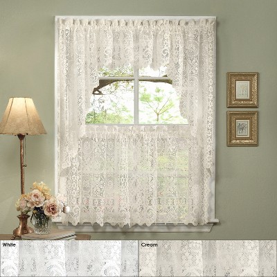 Hopewell Old World Style Floral Lace Kitchen Curtains by Sweet Home Collection®