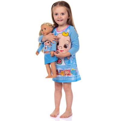 Seven Times Six CoComelon Toddler Girls JJ Character Nightgown With Matching doll Gown Blue