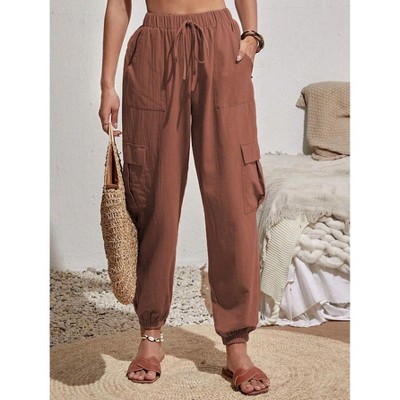Coolmee Womens Cargo Pants with Pocket Workout Athletic Joggers Drawstring Casual Travel Outdoor Camping Hiking Pants