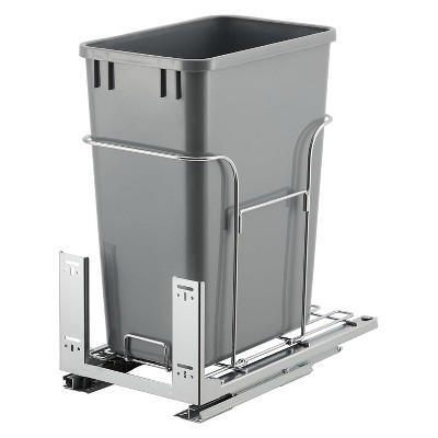 30 QT Pull-Out Trash Can with Full Extension Slides, Space-Saving Garbage Can Recycling Bin for Under Kitchen Cabinet