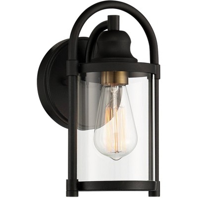 John Timberland Avani Rustic Outdoor Wall Light Fixture Black Metal 10 1/4" Clear Glass Panels for Post Exterior Barn Deck House Porch Yard Patio Home
