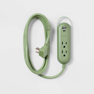6' 2-Outlet Indoor Extension Cord with USB and USB-C Ports - heyday™