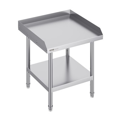 VEVOR Stainless Steel Work Table, 24 x 24 x 26 Inch Commercial Food Prep Worktable, 3-Sided Backsplash Heavy Duty Prep Worktable, Metal Work Table