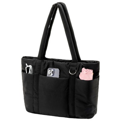 Multi Pocket Tote Bag for Women, Large Puffy Shoulder Purse Handbag with Compartments for Travel,Work,GYM