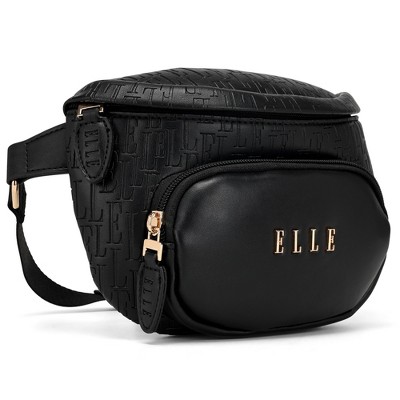 ELLE Luggage Wayfarer 1.8L Vegan Leather Monogram Belt/Crossbody Bag - Black