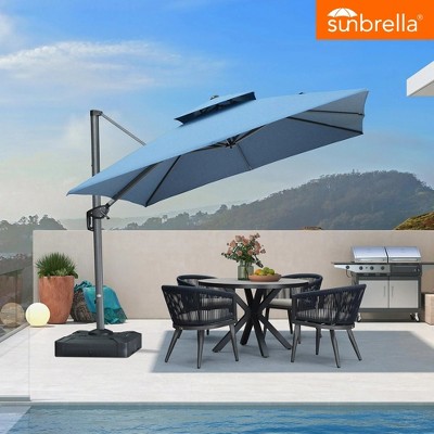 PURPLE LEAF Outdoor Cantilever Umbrellas with Base Large Patio Umbrella Offset Umbrella 360 Degree Rotation