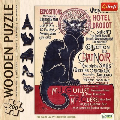 Trefl Wood The Black Cat by Theophile Alexandre Steinlen- 200pc: Jigsaw Puzzle for Creative Thinking