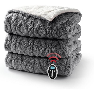 Heated Throw Blanket 50"x60", Grey Tufted Electric Lap Blanket with 6 Heat Levels & 4 Timer Settings, Washable ETL Certified Heating Blanket