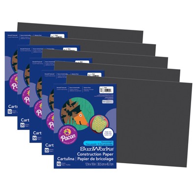 Prang® Construction Paper, Black, 12" x 18", 50 Sheets Per Pack, 5 Packs