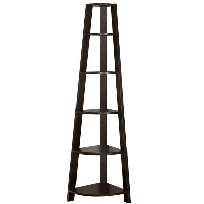 NicBex Corner Etagere Bookcase 5 Tier Grey Woodgrain Laminate Contemporary Office Storage with Cable Management