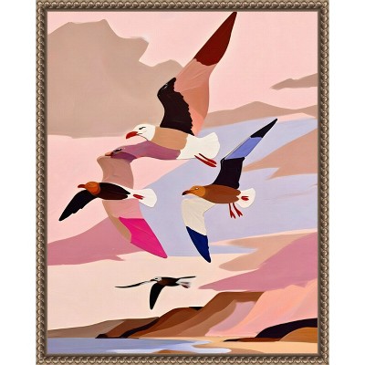 Amanti Art Soaring Silhouette Seagulls by Uma Gokhale Framed Canvas Wall Art