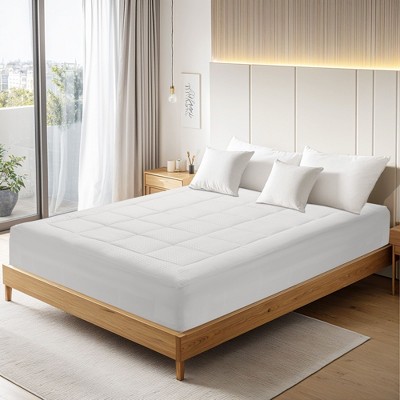 HYLEORY Quilted Fitted Twin Mattress Pad 8-21" Deep Pocket Cooling Mattress Topper, White