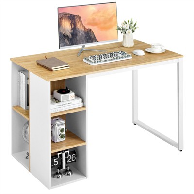 Tangkula Home Office Computer Desk Laptop Table Writing Workstation w/ 5 Cubbies