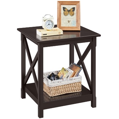 Yaheetech X Design Wood Sofa Side End Table with Storage Shelf for Living Room