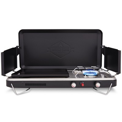 Hike Crew 2-in-1 Gas Camping Stove, Camping Grill & Stove with Igniter & Stainless Drip Tray