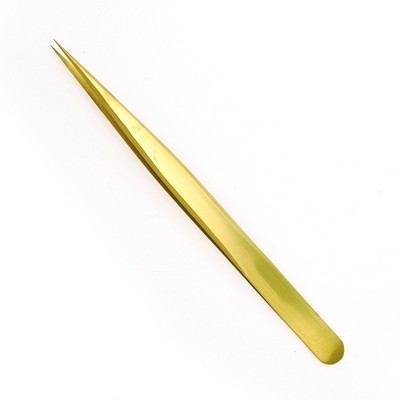 Unique Bargains Women's Peacock Eyelash Extension Tweezers Gold Tone 1 Pc
