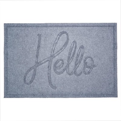 HomeRoots 24" X 36" Gray Hello Outdoor Polypropylene Door Mat