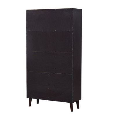 FONTOI Decorative Bookshelf, Storage Organizer with 6 Cubes and 2 Doors, 3-Tier Bookcase with Cabinet for Home Office, Brown, 13.98"*67.32"*35.43"