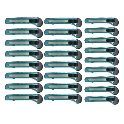 MotoProducts 25 Bulk 6" Box Cutters Turquoise with Snap-Off Blades and Safety Locks