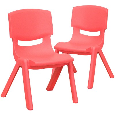 Emma and Oliver 2 Pack Plastic Stackable School Chair with 10.5"H Seat, Preschool Chair