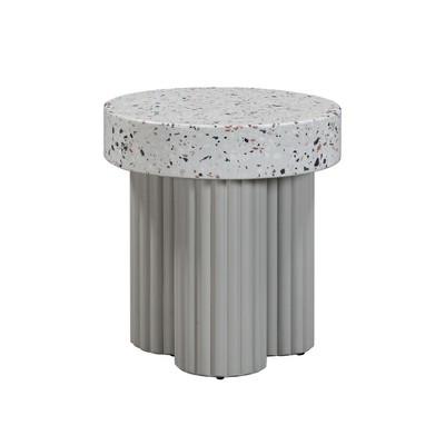 TOV Furniture Clover Indoor / Outdoor Round Side Table in Faux Terrazzo