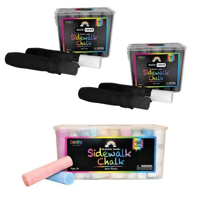 CocoNut Outdoor Jumbo Sidewalk Chalk – 50pc Bucket + Two 15pc Black & White Sets