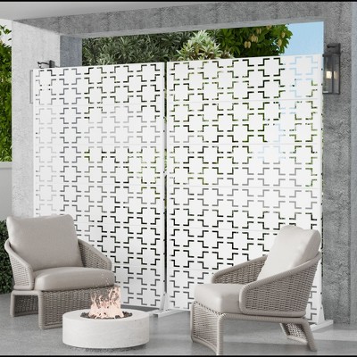 PexFix Metal Freestanding Privacy Screen Garden Fence For Deck Patio Balcony Outdoor Privacy Panel Square Design
