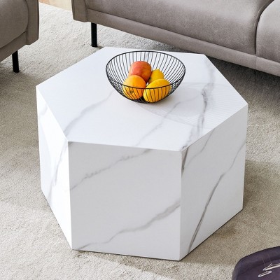 Sapphtopaz 23" Coffee Table Home Decor Furniture Hexagon Column Coffee Table Center Table Coffee Bar for Home Small Space