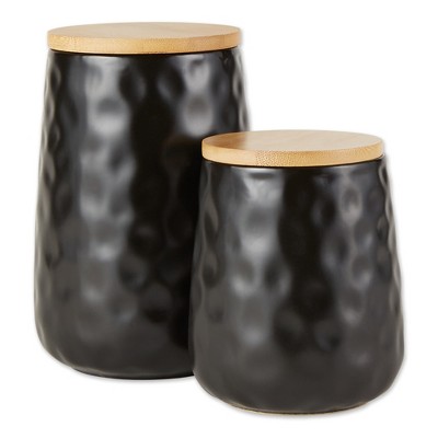 Design Imports Black Matte Dimple Texture Ceramic Canister Set/2