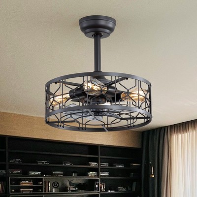 Airsurfer 16.5-Inch Enclosed Ceiling Fan with Lights, Reversible Quiet Motor, Compatible with 4 E26 Bulbs