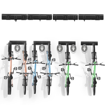 VEVOR Bike Storage Rack, 6 Bike Racks and 5 Helmets Hooks, Wall Mount Bike Storage Hanger, Home & Garage Organizer