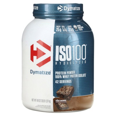 Dymatize ISO100® Hydrolyzed, 100% Whey Protein Isolate, Fudge Brownie, 3 lb (1.37 kg)
