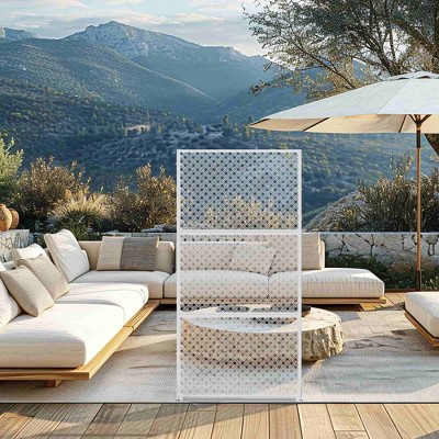 Lirago Metal Outdoor Privacy Screen Freestanding Patio Decorative Screens 72"x35" White