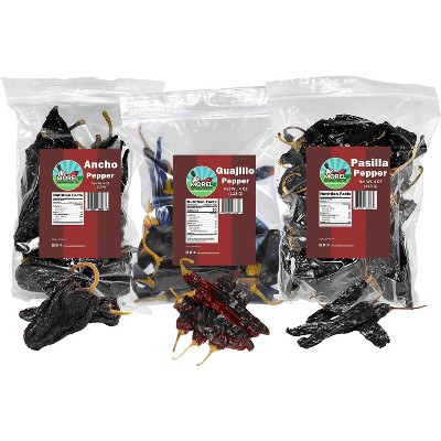 Morel Distribution Co | Dried Chile Peppers Variety Pack (12 oz Total) Ancho Chiles, Guajillo Chiles and Pasilla Chiles - The Holy Trinity of Chiles.