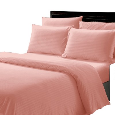 Plazatex Luxurious Wrinkle Resistant 100% Polyester Dobby Ultra Soft Stripe All Season Bed Sheet Set Blush