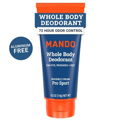 Mando Whole Body Men's Invisible Cream Deodorant Pro-Sport - Trial Size - Aluminum-Free 0.5oz
