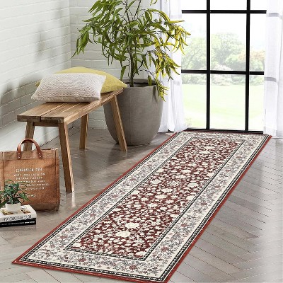 Coucheta Vintage Washable Area Rugs, Non-Slip Low Pile with Rubber Backing for Living Room, Bedroom, Kitchen, Home Office Decor,Multi-Color & Size