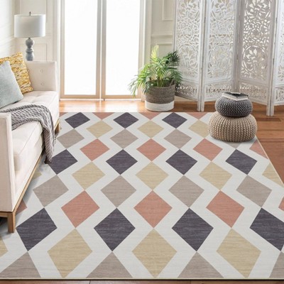 Area Rugs for Living Room Washable Floral Stain Resistant Rug Non-Slip for Bedroom Backing Rugs