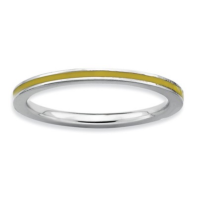 Black Bow Jewelry 1.5mm Sterling Silver Stackable Yellow Enameled Band