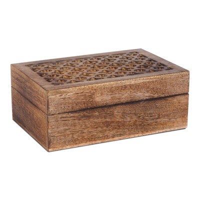 Mela Artisans Trellis Handcrafted Box in Medium Burnt Finish - Large