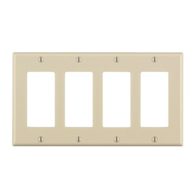 Leviton - 4 gang Thermoset - Plastic Decorator Wall Plate - Almond - Pack of 1