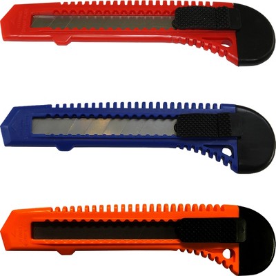 MotoProducts 24 Bulk 6" Box Cutters Assorted Colors with Snap-Off Blades and Safety Locks