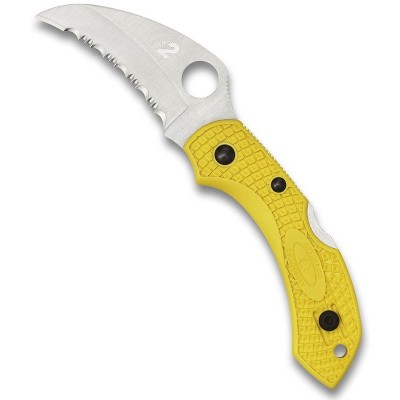 Spyderco Dragonfly 2 Salt Folding Pocket Knife with 2.3" H-2 Hawkbill Blade | Get Superior Cutting Performance with the Fully Serrated SpyderEdge