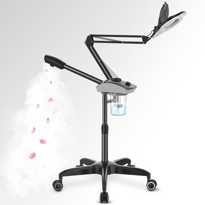 TASALON Facial Steamer with 5X Magnifying Lamp, Esthetician Steamer on Wheels with Ozone and Hot Mist - Black