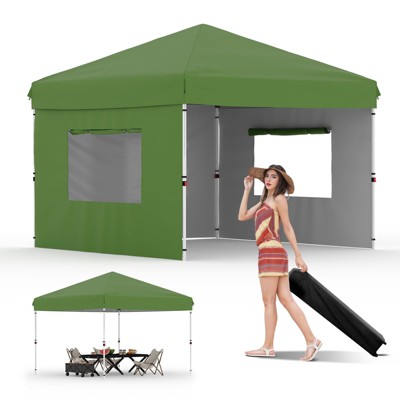 10'x10' Pop-Up Canopy Tent with 3 Sidewalls – Waterproof & UV Resistant Outdoor Gazebo, Easy-Up Sun Shade Shelter for Parties, Events, Black