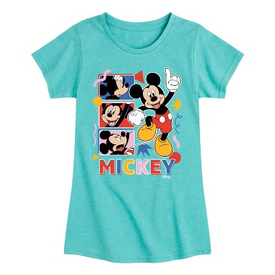 Girls' - Disney - Mickey Tribute Panels Fitted Short Sleeve Graphic T-Shirt