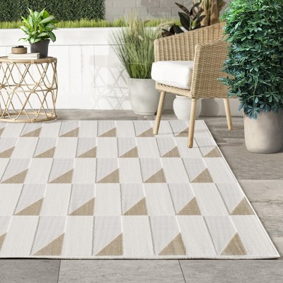 Maxax Non-Slip Turkish Unfaded High-Low Indoor/Outdoor Area Rug For Patios, Deck, Porch Or Entryway